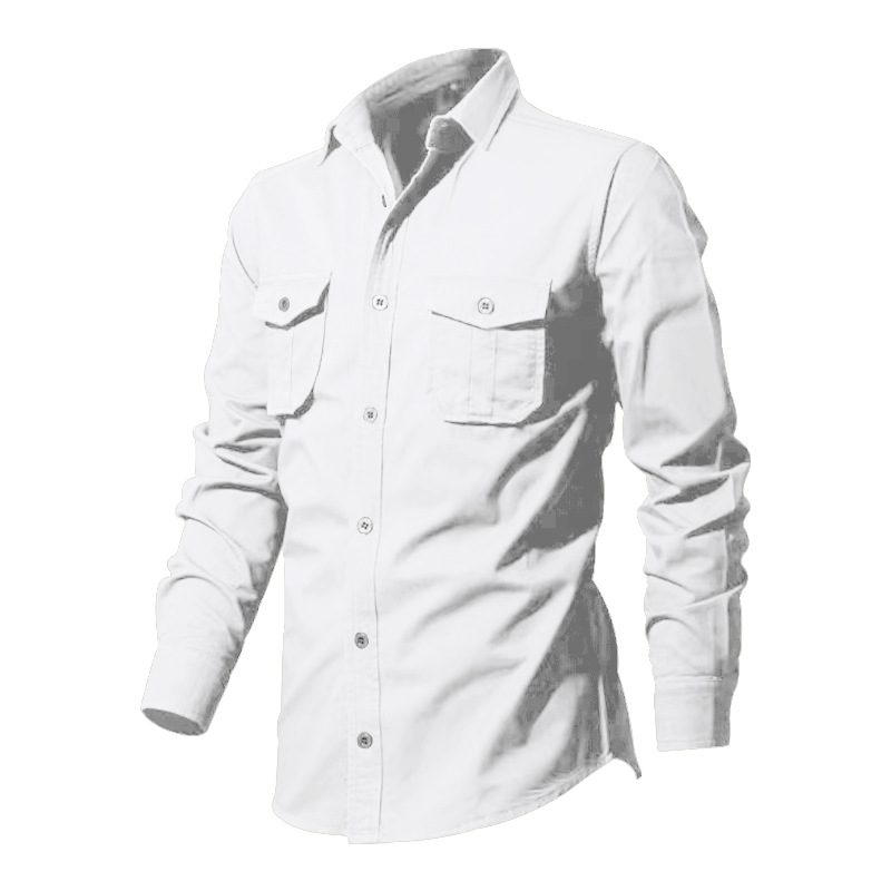 2024 Nova Estação Independente Transfronteiriça Camisa Masculina Multi-bolso Casual Manga Longa Camisa Masculina_voghion.com