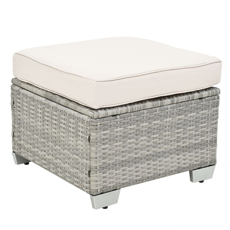 10 Piece PE Rattan Patio Furniture Set, Sectional Sofa Set, Outdoor Patio Furniture Set With Cushions & Tempered Glass Coffee Table_voghion.com