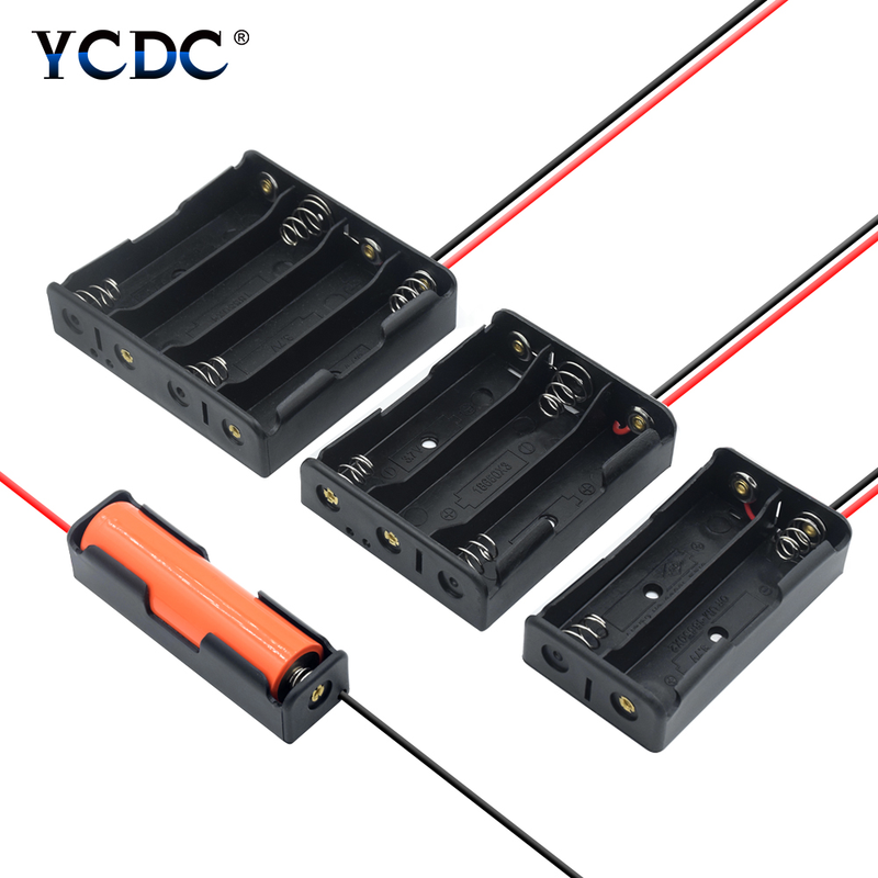5pcs 18650 Battery Case Holder With Lead Wire Bundle DIY Battery Storage Boxes 1/2/3/4 Slots Plastic Batteries Case Container_voghion.com