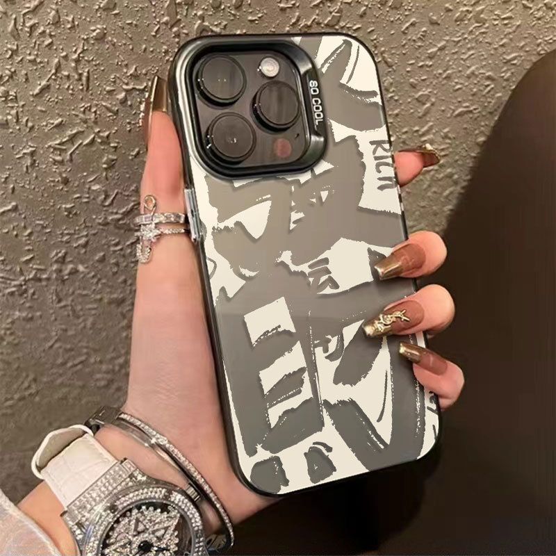 Facai Text Suitable For IPhone 14/15 Promax Double Layer Colored Silver 13 Pro Phone Case Anti Drop 12 Hard_voghion.com