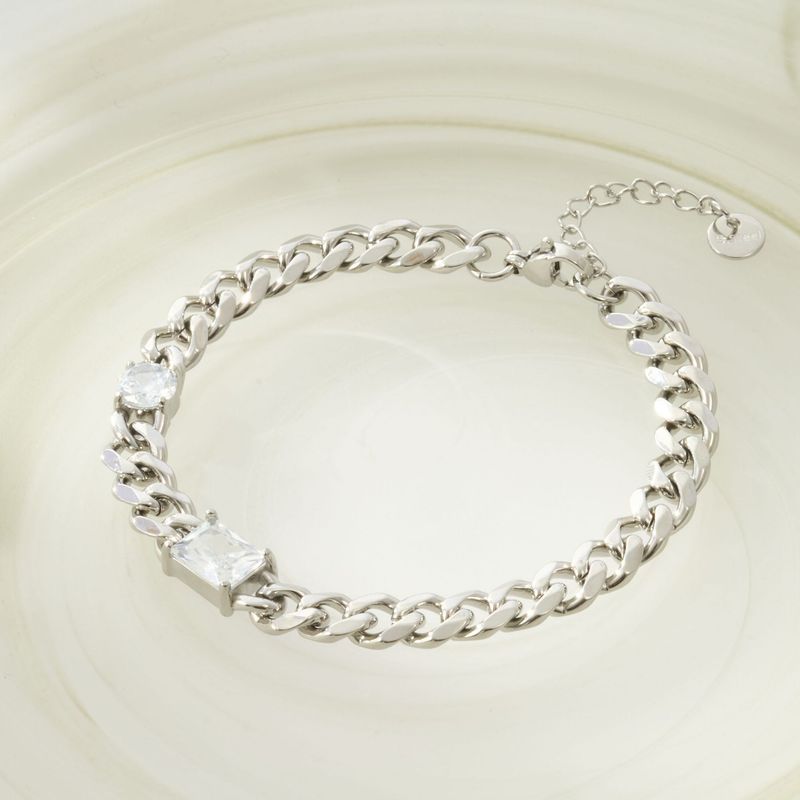 French neutral Cuban bracelet female titanium steel hand jewelry high grade stainless steel ins style vintage personality texture_voghion.com