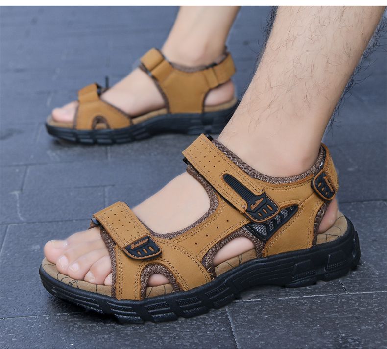 Echt Lieder Männer Sandalen Summer Fräizäit Männer Schong Héichqualitativ mëll Casual Sandalen fir Männer Strand Wanderschong Gréisst 46_voghion.com