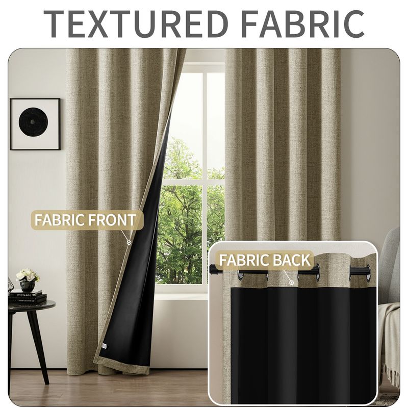 Cortinas blackout estilo linho arco-íris – Cortinas com isolamento térmico 100% bloqueador de luz e ilhós na parte superior para salas de estar modernas_voghion.com