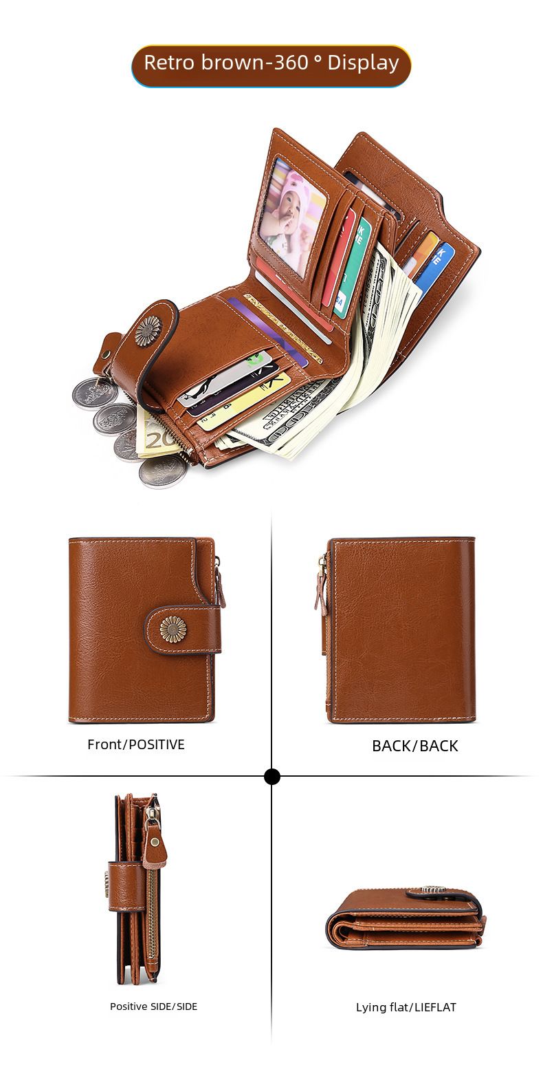 Women's wallet short Korean fashion buckle clutch girl's change bag multi-function card bag_voghion.com