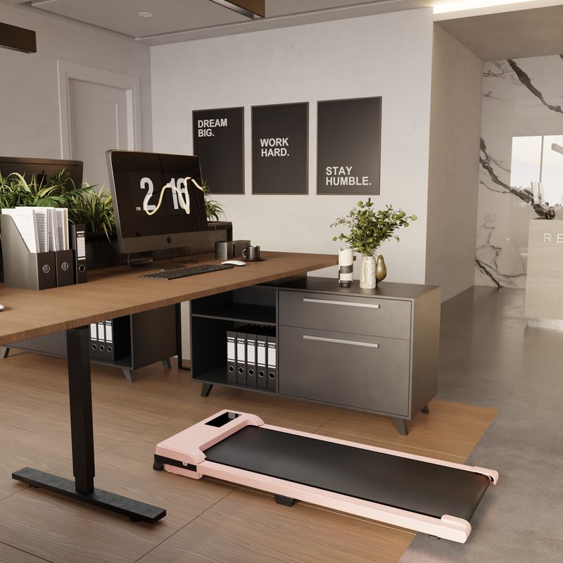 Walking Pad With Quiet 2.0 HP Brushless Motor, Countdown Modes, Spacious Running Area, 220 Lbs Weight Capacity For Home Or Office Workouts, 3 In 1 Portable Treadmill Walking, Pink_voghion.com