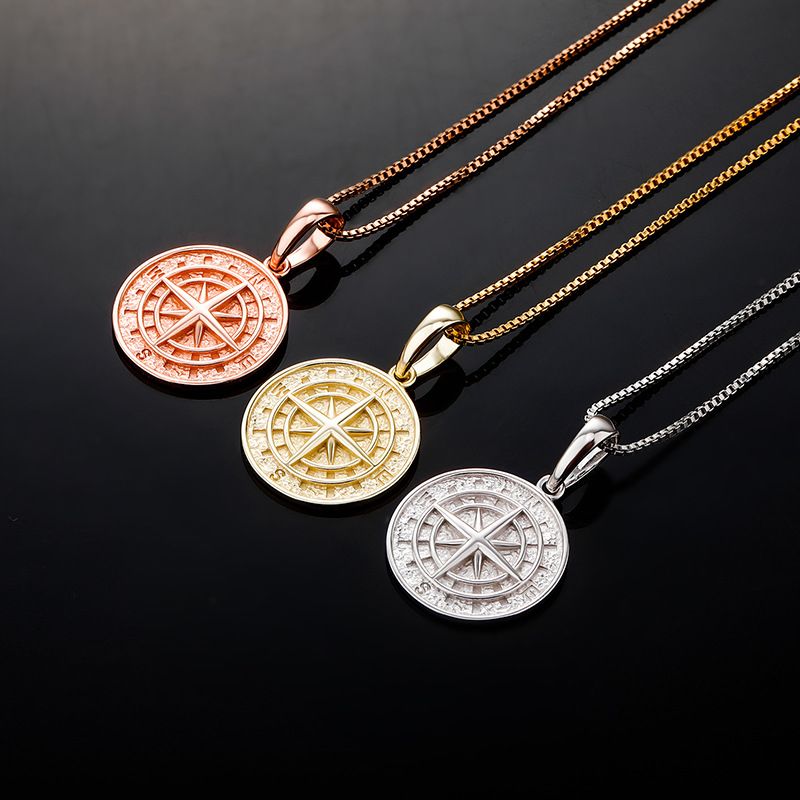 Collana con ciondolo a forma di bussola in argento 925, per uomo e donna, accessori per gioielli hip hop_voghion.com