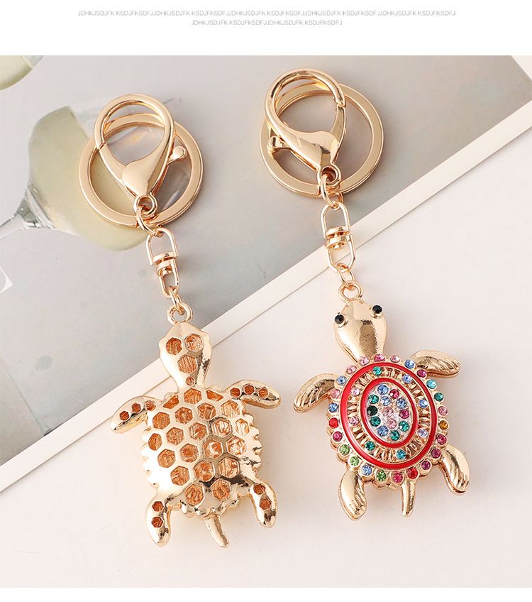Portachiavi creativo con diamanti, grazioso accessorio per auto, ciondolo a forma di tartaruga colorata_voghion.com