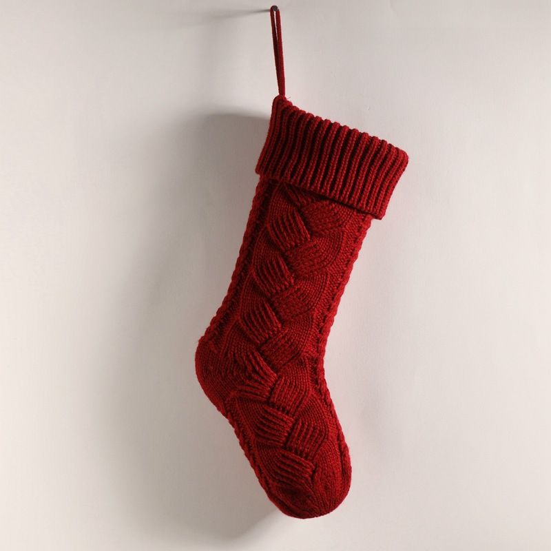 Knitted Christmas socks, yarn gift candy decoration bags, large banquet woven hanging accessories, socks and supplies_voghion.com
