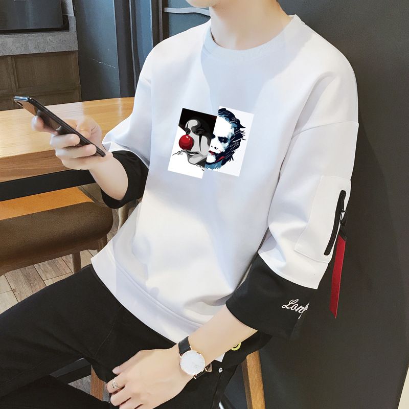 Été 5/5 Court Pour Hommes Sweat À Capuche 7/7 Version Coréenne Tendance Ample À Manches Moyennes Vêtements T-Shirt D'été_voghion.com