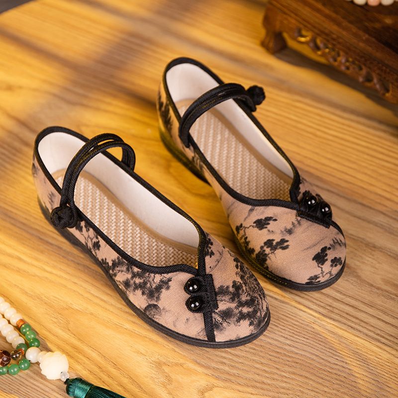 Damenschuhe Frühling Neuer Stil Alte Peking-Stoffschuhe Ethnische Mutter Mittleren Alters Und Älterer Weicher Boden Antiker Stil Bestickte Schuhe Damen_voghion.com