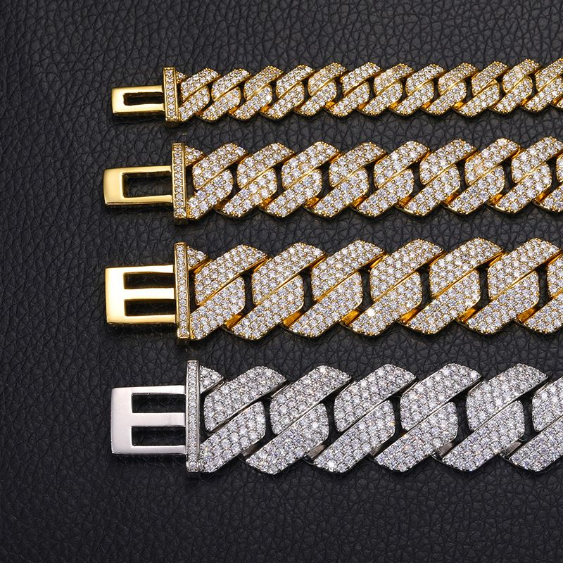 Collana hip hop con catena cubana classica con diamanti, multi-misura, da uomo, ricca di zirconi e accessori._voghion.com