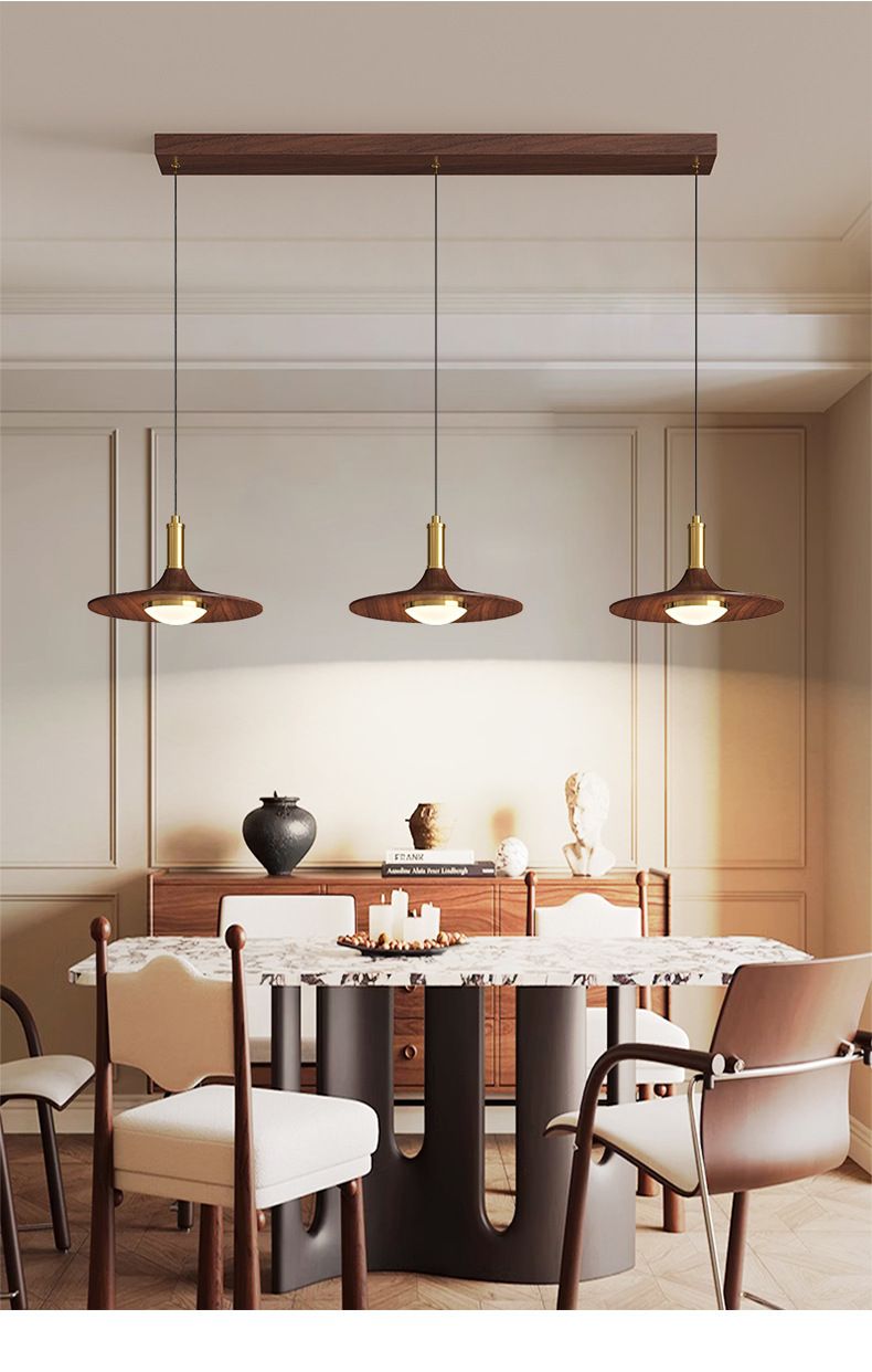 Lampada a sospensione da comodino per camera da letto color noce, stile vintage, per ristorante, sala da tè e caffè, a tre teste, modello UFO, 2025_voghion.com
