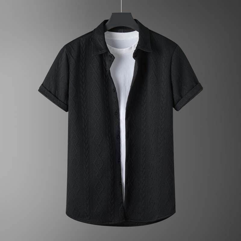 Herrenbekleidung Modetrend Freizeit Sport Strickmuster Kurzarm Zweiteiliger Anzug_voghion.com