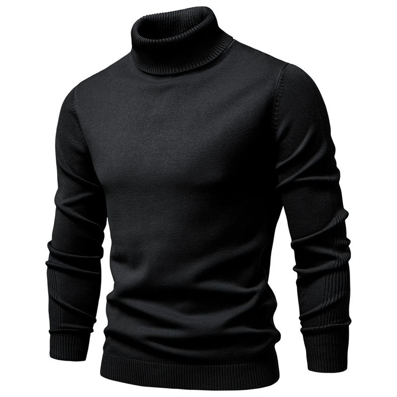 Herfst Winter Nieuwe Effen Kleur Pullover Hoge Hals Heren Casual Gebreide Trui_voghion.com