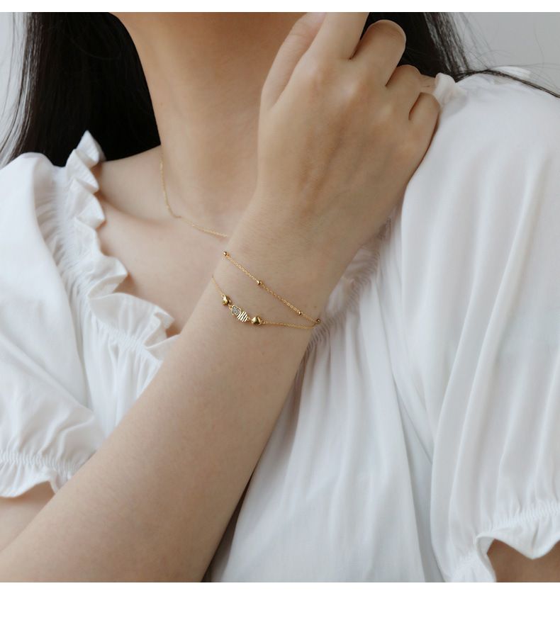 Pulseira de prata esterlina com dupla camada Love Design Sense Niche Jewelry Summer Women's High-end Sense New Jewelry_voghion.com