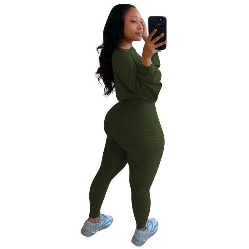 Women's ribbed athleisure suit_voghion.com