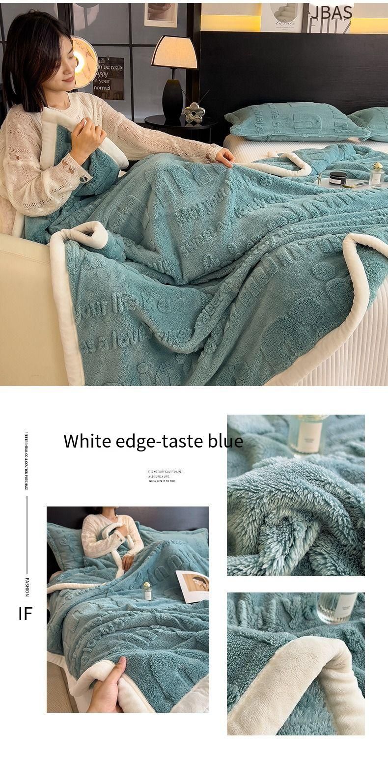 Light Luxury Rabbit Plush Blanket Thickened Warm Comfortable Cotton Velvet Blanket Siesta Air Conditioner Blanket Leisure Sofa Letter Cross-border_voghion.com