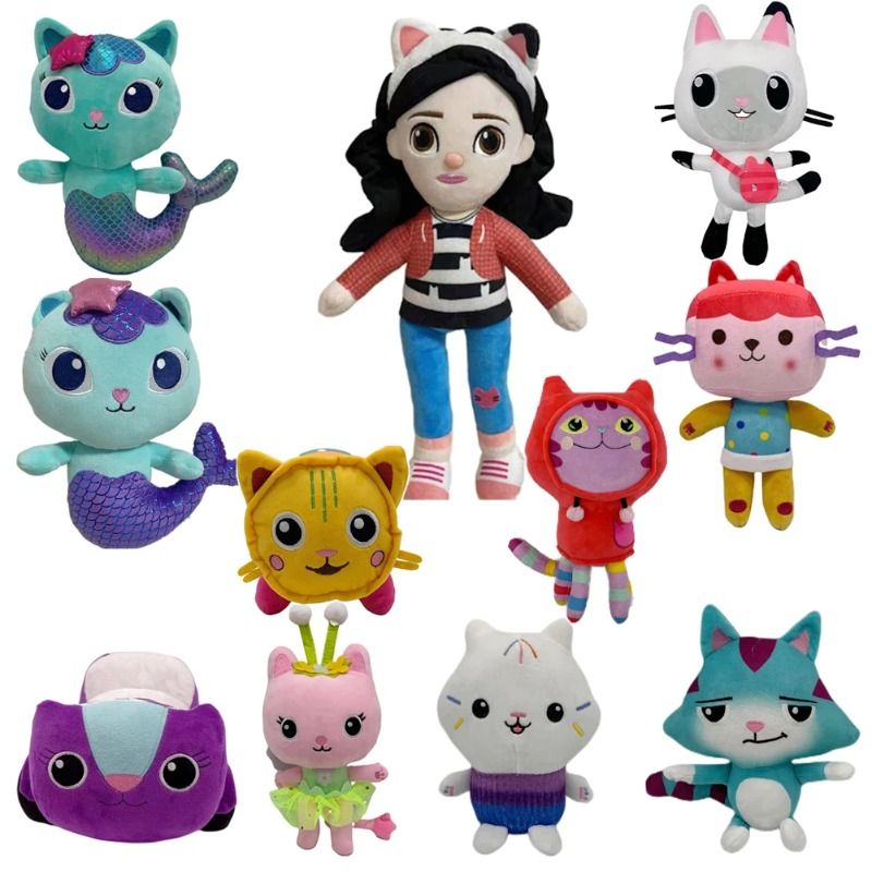 Gabby leļļu namiņš Plīša rotaļlietas Kawaii Mercat Jauki pildīti dzīvnieki Nāra Kaķis Leļļu namiņš Plīša lelles Bērnu dzimšanas dienas Ziemassvētku dāvanas_voghion.com