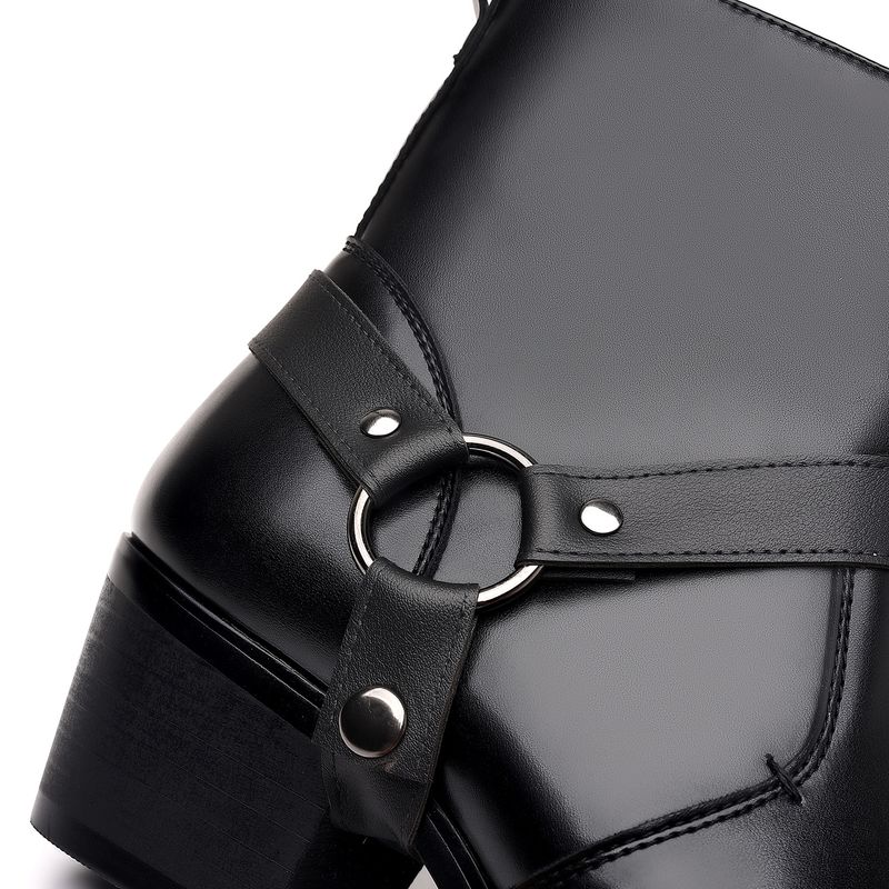 Austrian 9093 New England Stiefel Nieten Personalisierte Mid Top High Heels Herrenschuhe_voghion.com