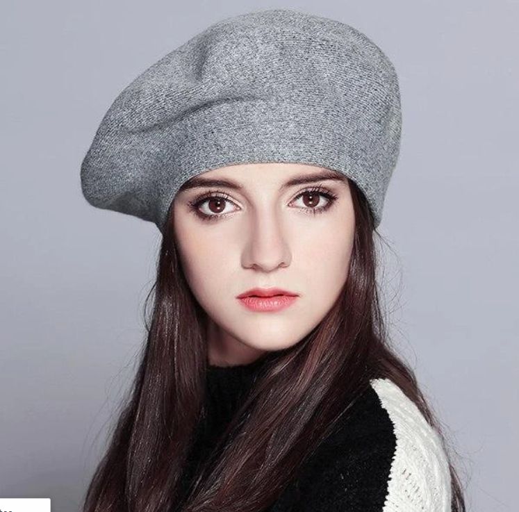 Unisex Women's knitted solid color elastic high-end beret winter warm beanie multi-color_voghion.com