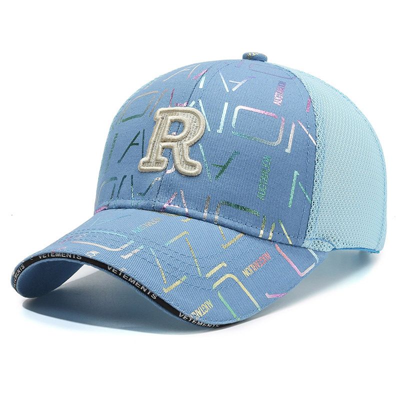 Summer Women's Mesh Net Baseball Cap Outdoor Mens Casual R Letter Embroidered Snapback Trucker Caps for Women Dad Hats_voghion.com