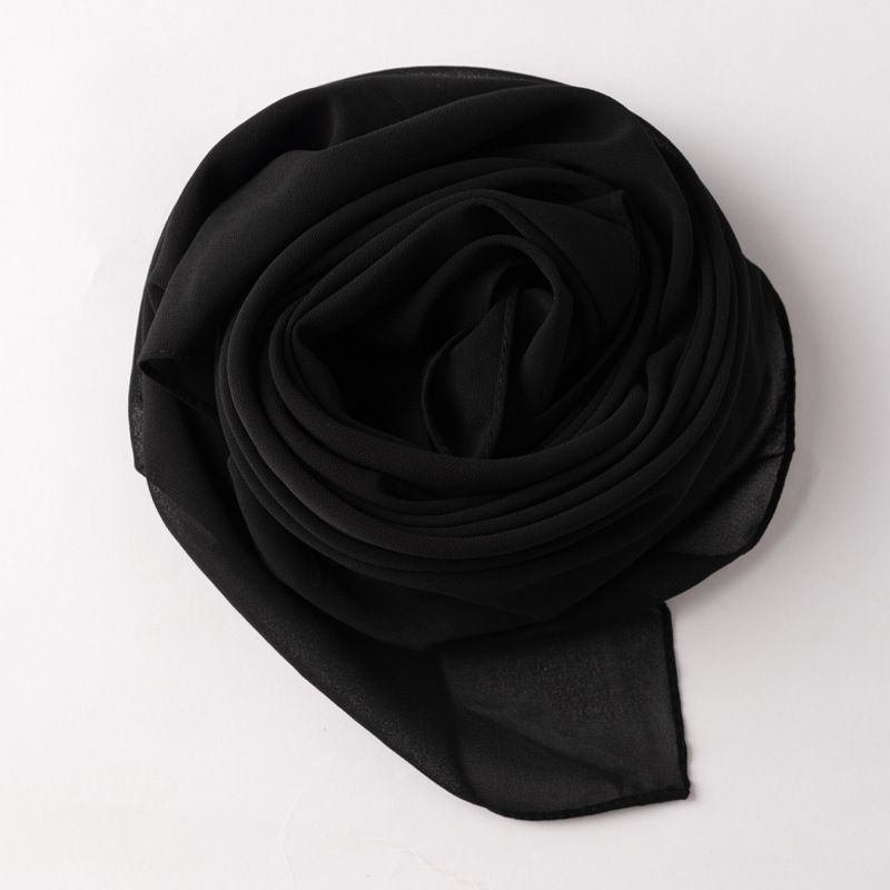 Solid Color Pearl Chiffon Square Muslim Headscarf Malaysian Hui Ethnic Scarf Hijab_voghion.com