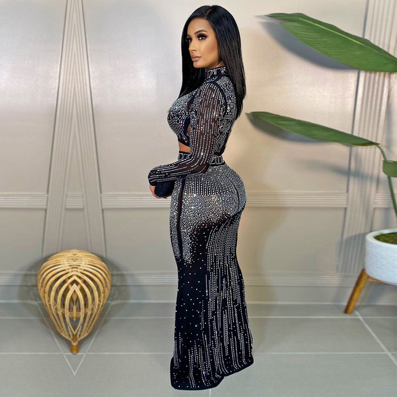 Women's Clothing Ball Gown Evening Dress Elegant Sexy Hot Diamond Skirt Suit_voghion.com