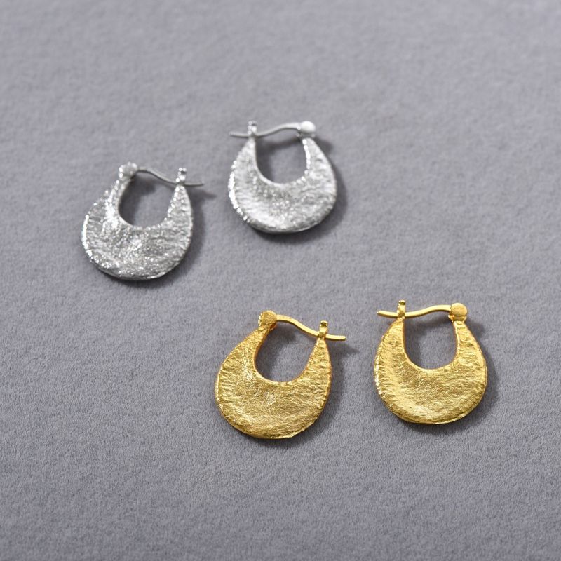 Women's Jewelry Elegant Textured Oval Hoop Earrings In Gold & Silver - Lightweight Geometric Statement Earrings For Everyday Wear_voghion.com