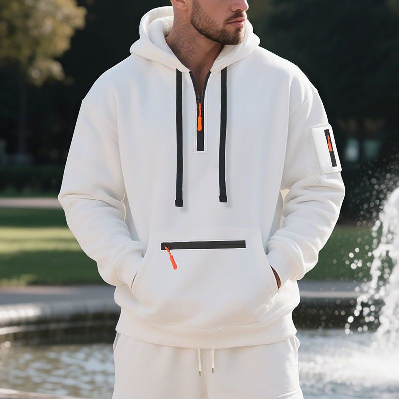 Herren Fleece-Kapuzenpullover – Warmer Winterpullover, Oversize-Passform, Lässige Streetwear (Schwarz, Weiß, Marineblau, Khaki, Grau) – M-XXXL_voghion.com