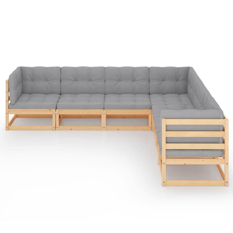 7 Piece Patio Lounge Set with Cushions Solid Pinewood_voghion.com