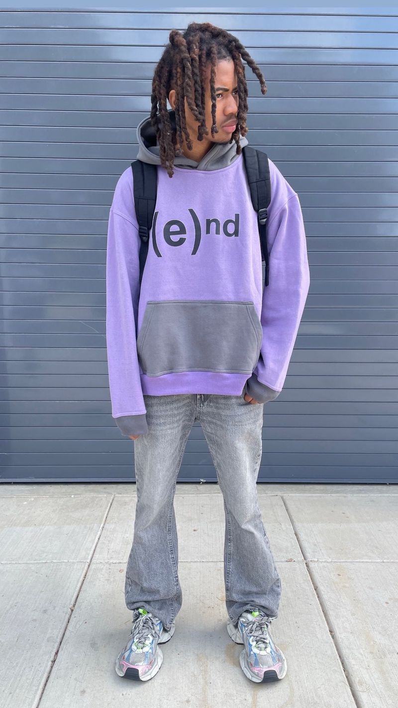 Sudadera con capucha y estampado gótico oscuro para hombre, con diseño de bloques de color, estilo retro urbano para hombre y mujer._voghion.com