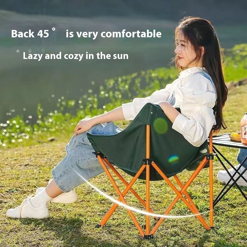 Camping Picnic Art Sketching Chair Portable Lightweight Fishing Stool Outdoor Moon Recliner Folding Bed_voghion.com