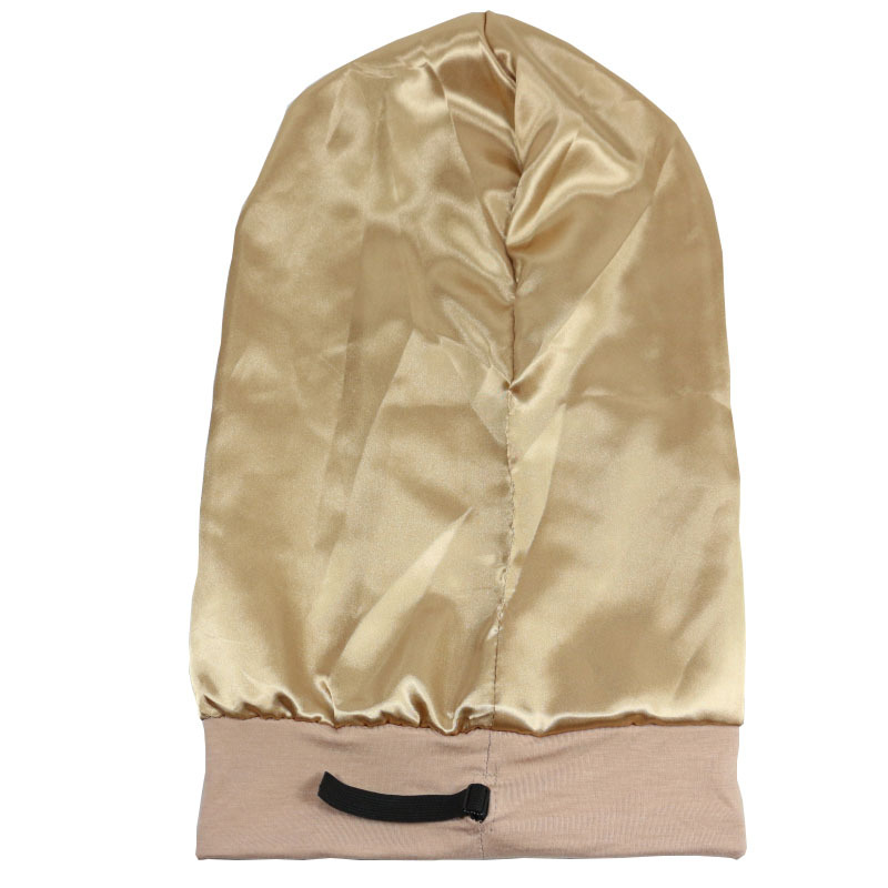 Large size women's long tail sleeping cap double layer satin pullover hat elastic elastic adjustable hat hot selling_voghion.com