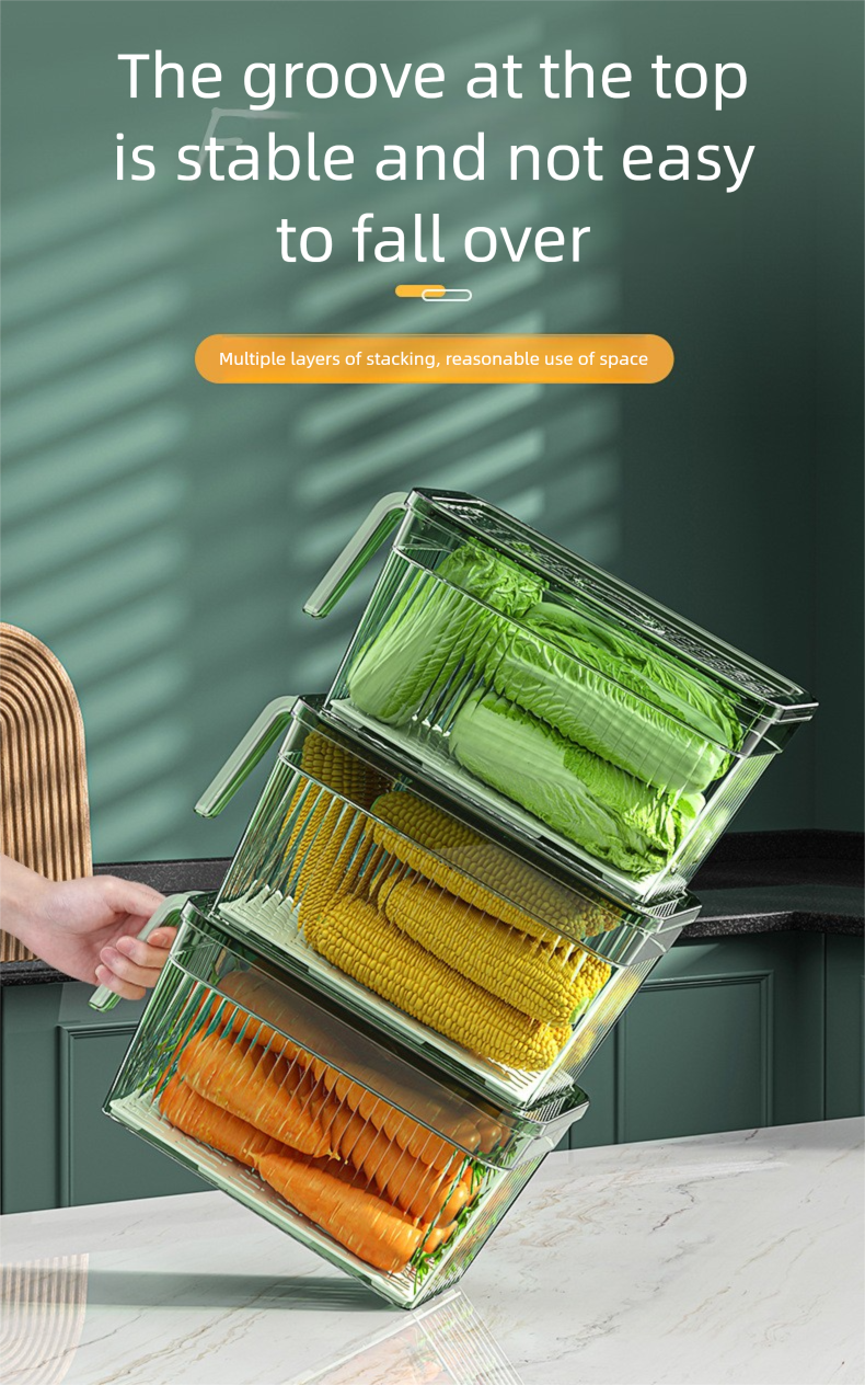 Contenitore per la conservazione delle verdure da cucina - Organizer per la conservazione della freschezza del frigorifero, contenitore trasparente per frigorifero e congelatore senza BPA_voghion.com