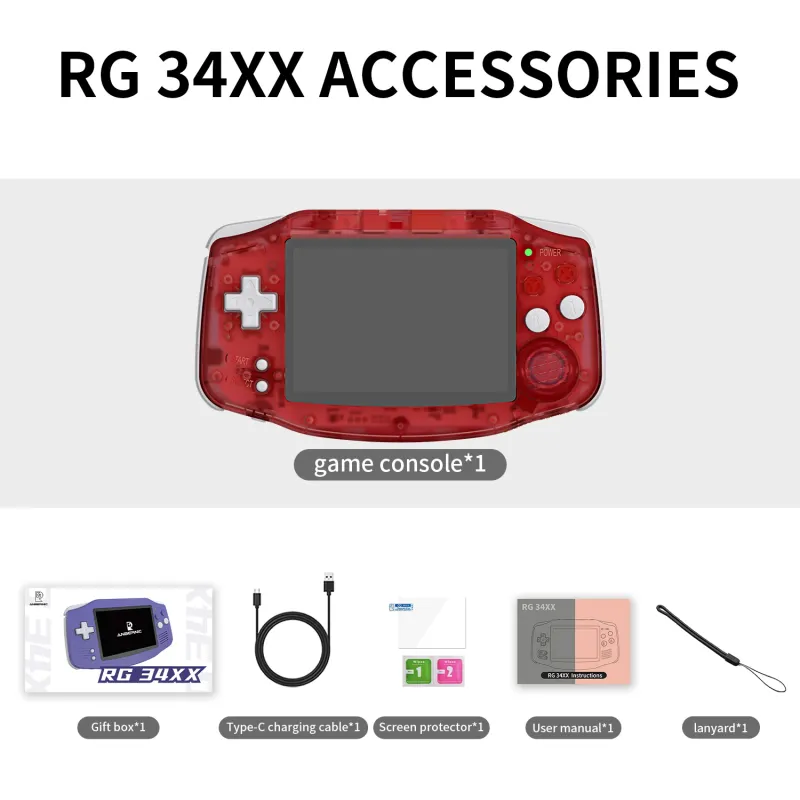 ANBERNIC RG34XX Retro Handheld Console 3.4''IPS Screen Linux System HDMI Output Classic Remake Game Player Sentimental_voghion.com