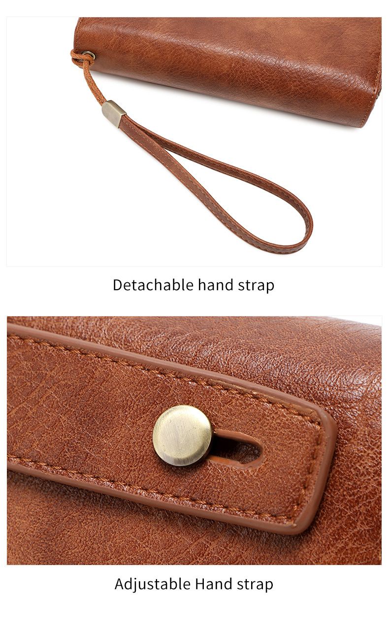 Herren-Geldbörse mit RFID-Schutz, Business-Geldbörse für Herren, modische Geldbörse mit Doppelreißverschluss, lange Geldbörse im Retro-Stil, große Kapazität, Damen-Clutch._voghion.com