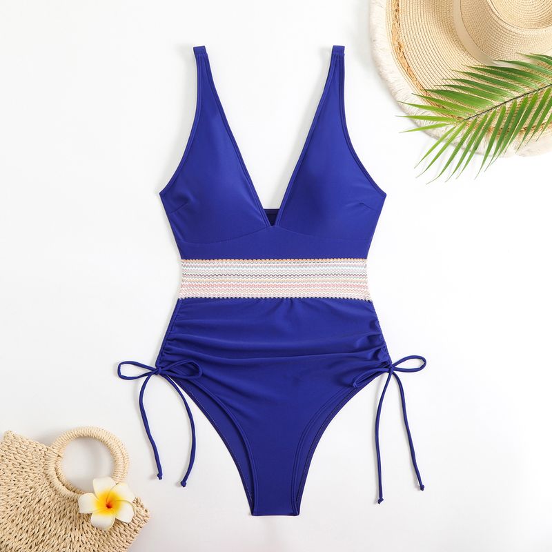 Îmbrăcăminte pentru femei Culoarea Panglică Sexy dintr-o bucată Marime mare plisată Conservator Split Triunghi Costum de baie_voghion.com