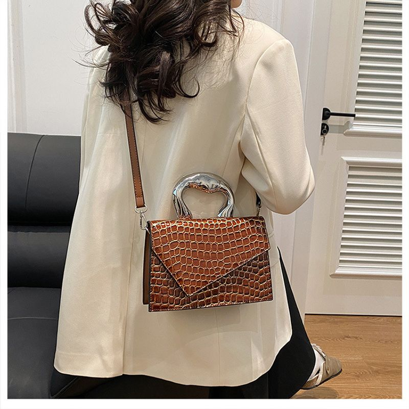 New Love Handheld-Tasche für Damen, Retro-Steinmuster, kleine quadratische Tasche, trendige und vielseitige Textur,_voghion.com