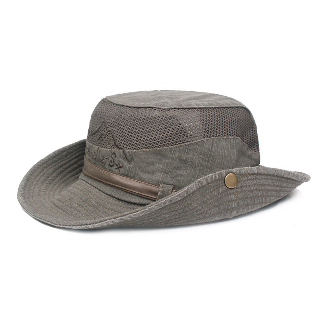 Outdoor Bucket Hat Men Summer Breathable Panama Cap Cotton Jungle Fishing Mesh Hat Hiking Beach Sun Protector Caps For Men's_voghion.com
