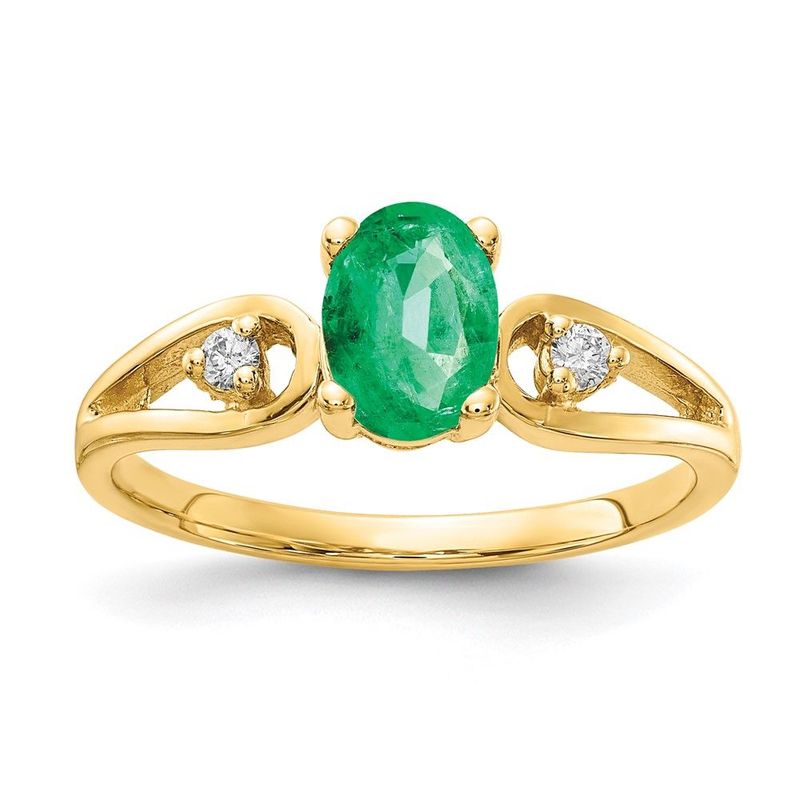 14k 7x5mm Oval Emerald AA Diamond Ring_voghion.com