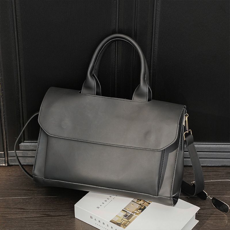 Retro simple handbag, new Korean version men's bag shoulder messenger bag, trendy business computer file bag_voghion.com