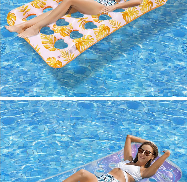 Shimmer Mermaid Tail Inflatable Lounger - Breathable Mesh Floating Bed With Pillow (Eco-Friendly PVC 180cm Quick-Dry & Portable For Pool/Beach)_voghion.com