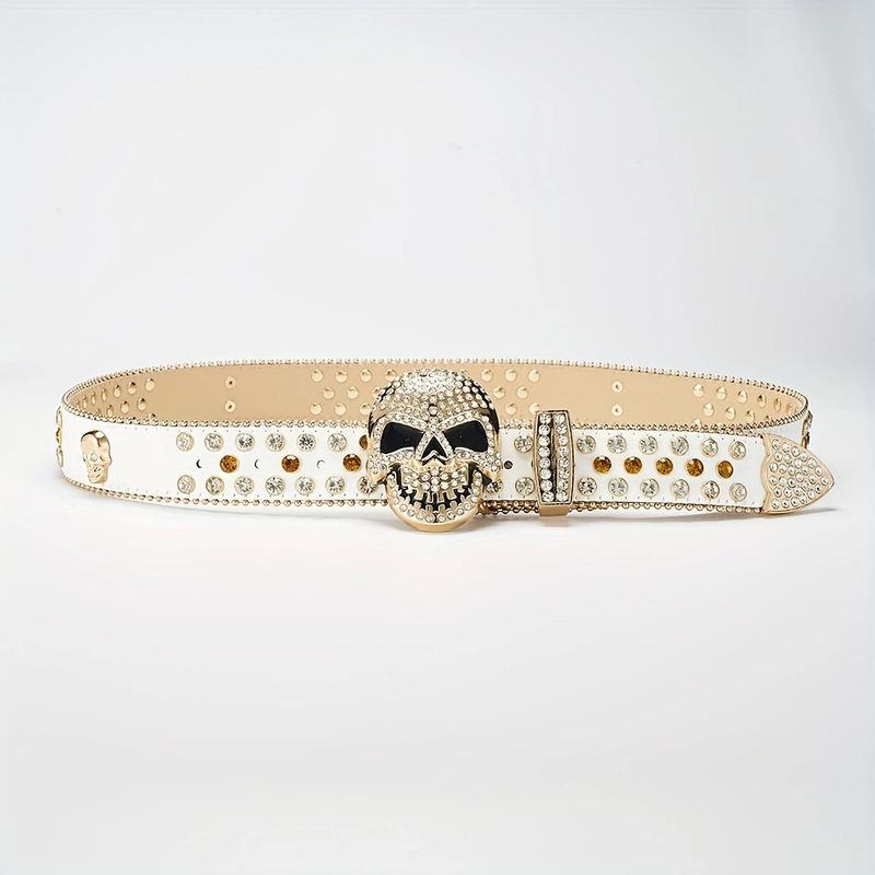 Curea gotică cu craniu, în stil punk, la modă și personalizată, pentru fete, cu cap unic și nituri, cu diamant de apă_voghion.com