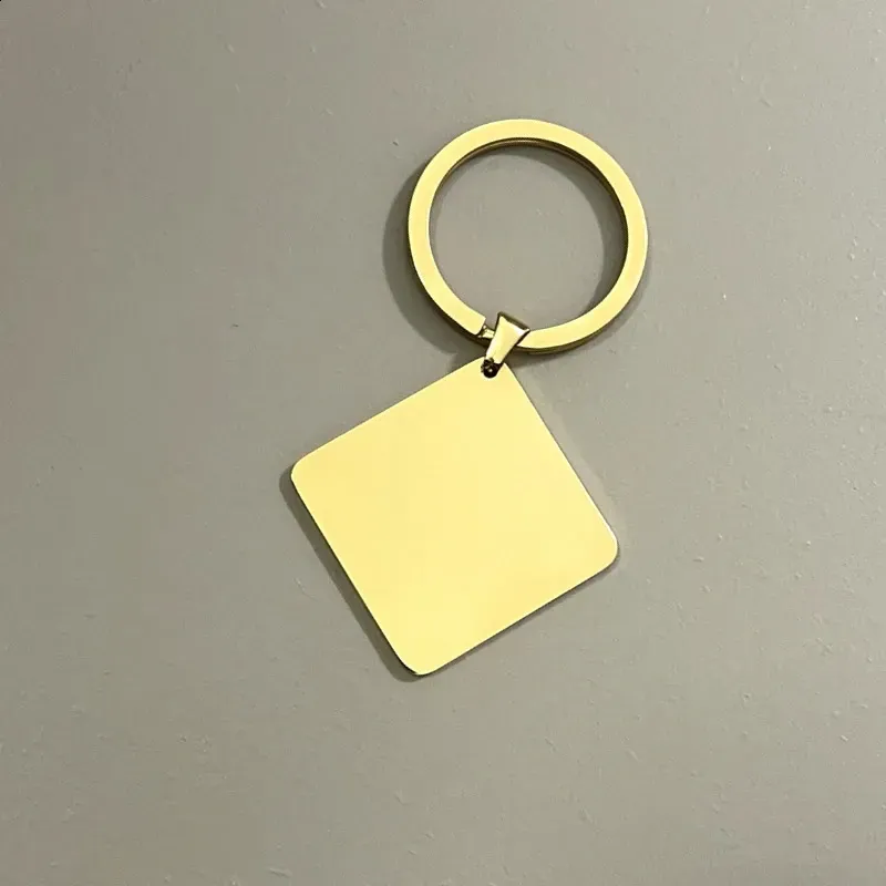 2025 304 Stainless Steel Keychain 10 Pieces Square Pendant Charm Mens Car 250418_voghion.com