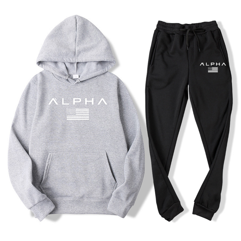 Maglione da uomo set maglione felpato pantaloni casual felpa sportiva aspetto autunno e inverno set di due pezzi_voghion.com