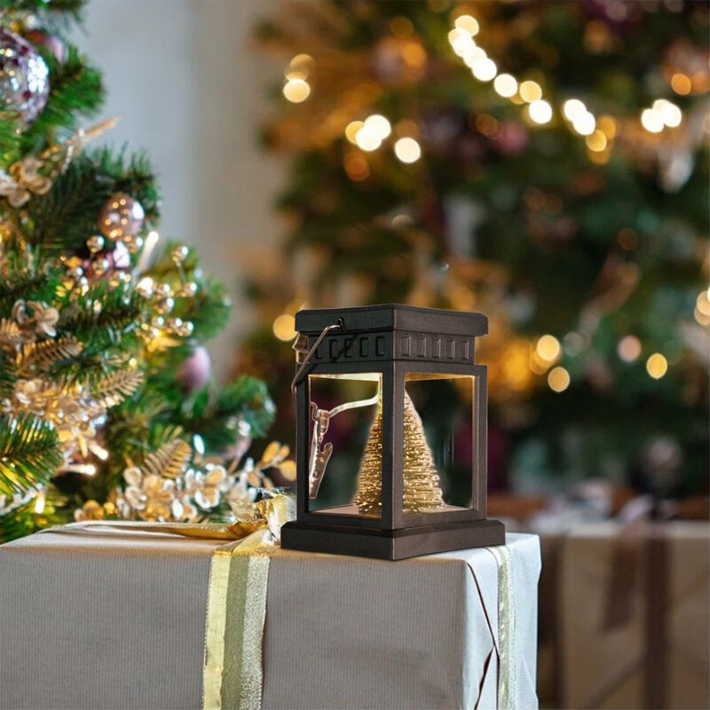 Solar LED Christmas Tree Lanterns – Waterproof Outdoor Hanging Lights For Garden, Patio & Festive Decor (6-Hour Runtime, Warm Yellow Flashing)_voghion.com