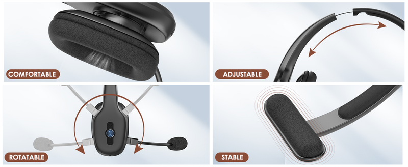 Headset, Bluetooth With Microphone,Wireless On-Ear Headset For Computer Cell Phone Trucker Home Office_voghion.com
