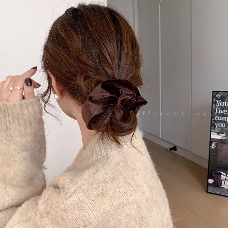 Fascia per capelli in velluto con intestino crasso, grande, autunno e inverno, retrò, temperamento americano, nicchia, semplice, moda, elastico per capelli, fiore, nuovo_voghion.com