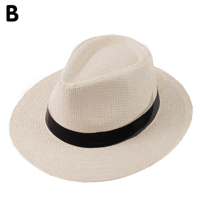 Neu eingetroffen Mode Sommer Casual Unisex Strand Große Krempe Jazz Sonne Panama Papier Stroh Frauen Männer Cowboy Fedora Hut Gangster_voghion.com