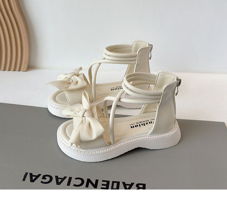 Girls Princess Sandals New Summer Summer Bow Hot Sale Medium And Large Children's Trendy Soft Bottom Roman High Top_voghion.com